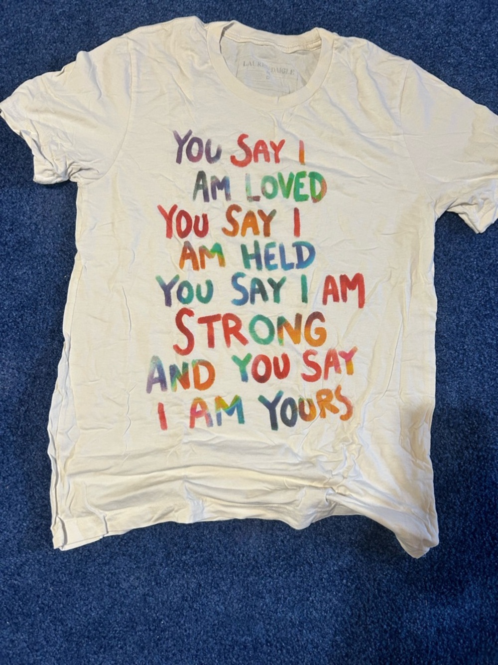 Women White Graphic Tee - 'You Say' Multicolor Lettering
